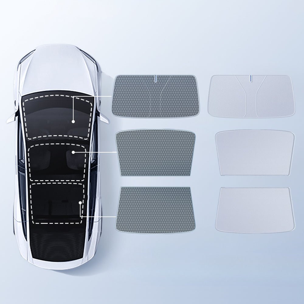 Summer Comfort Pack: Roof & Windshield Shades for Model 3 Highland