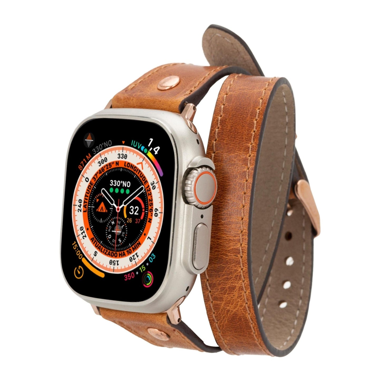 Syracuse Double Tour Leather Bands for Apple Watch 9, Ultra 2 and SE