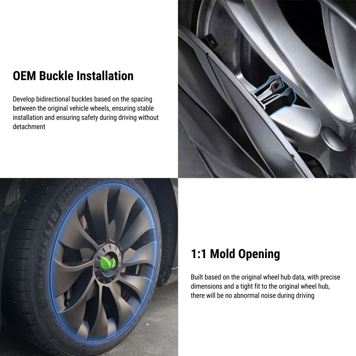 TESERY 18″ 19″ Hubcaps for Tesla Model 3/Y (4PCS)