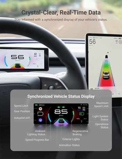 TESERY 7 Inch Gear Shift Touch Screen Dashboard Display for Tesla Model 3 Highland