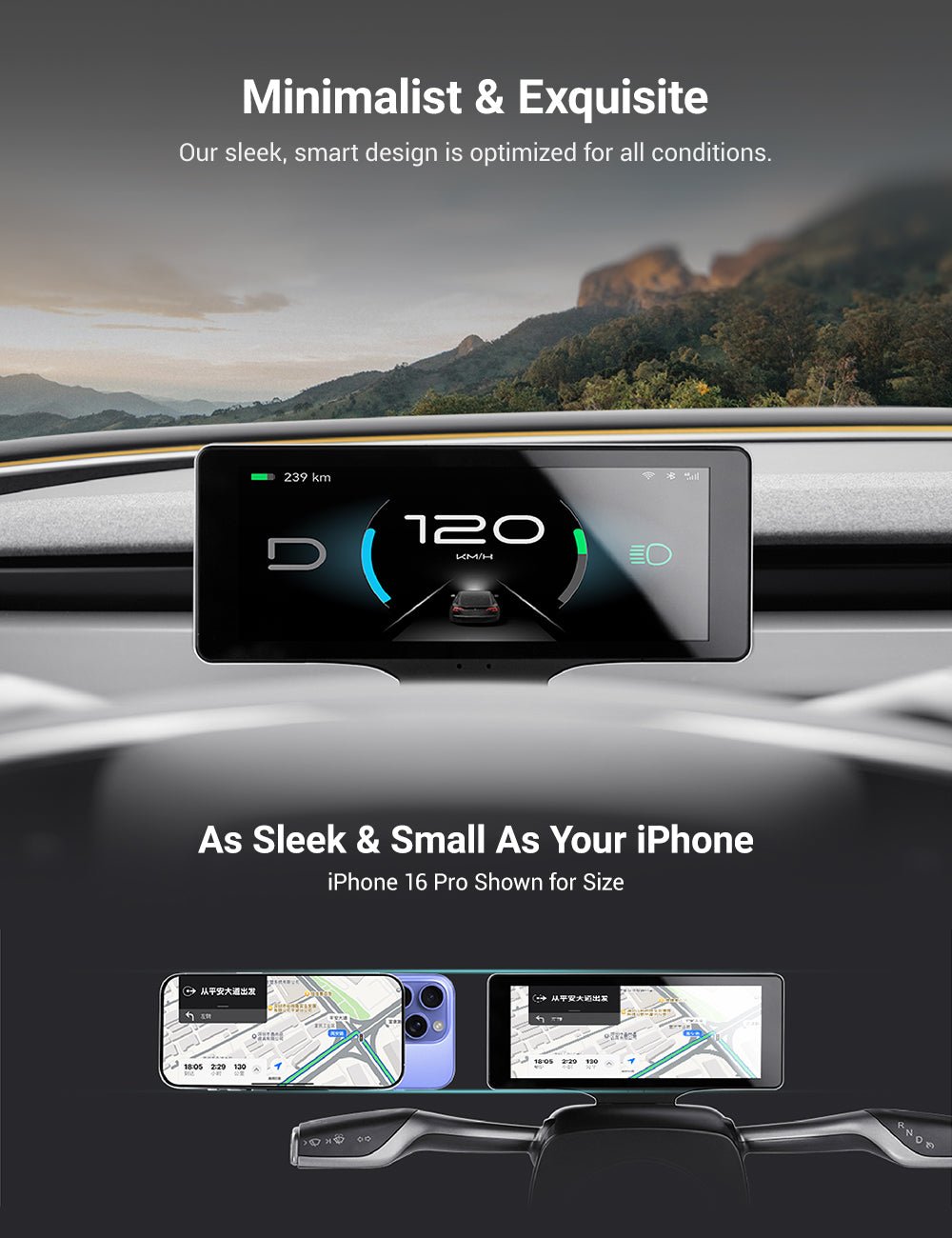 TESERY 7 Inch Gear Shift Touch Screen Dashboard Display for Tesla Model 3 Highland