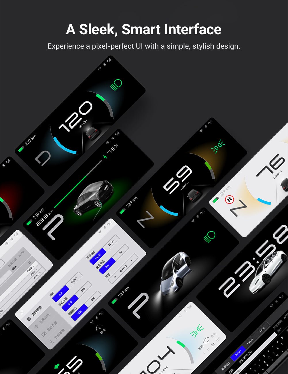 TESERY 7 Inch Gear Shift Touch Screen Dashboard Display for Tesla Model 3 Highland