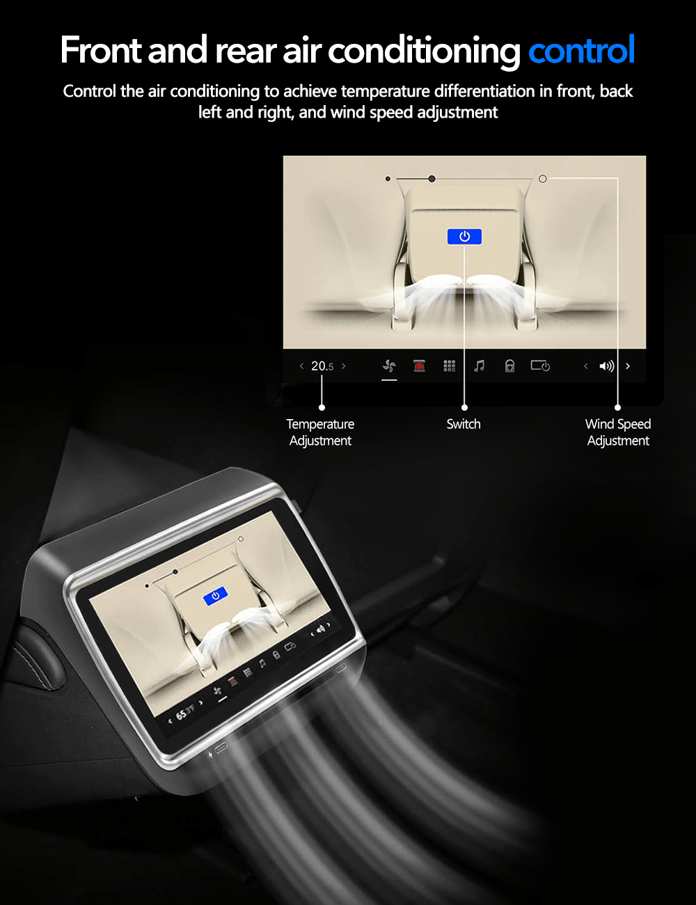 TESERY 7.2" 7.5" Rear Seat Entertainment System for Tesla Model 3/Y