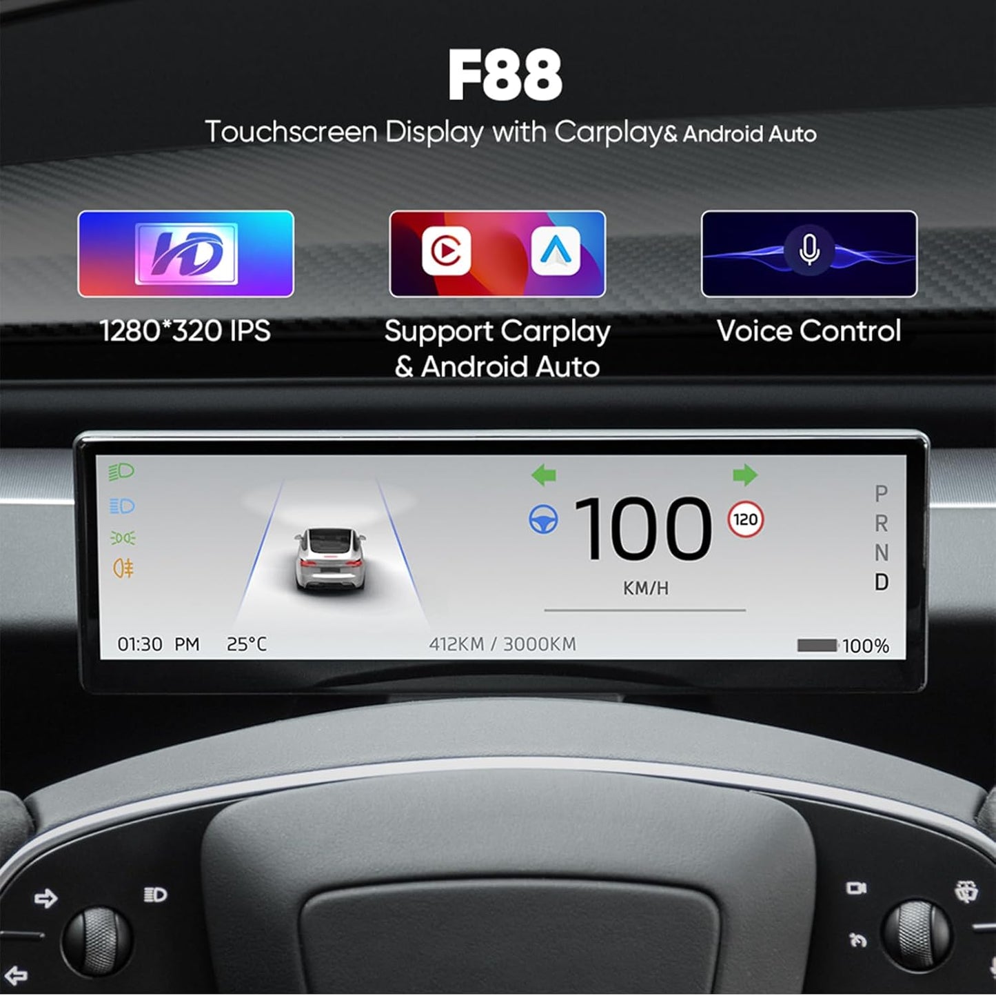 TESERY 8.8 Inch Touch Screen Instrument Cluster Dashboard Display for Model 3 / Y