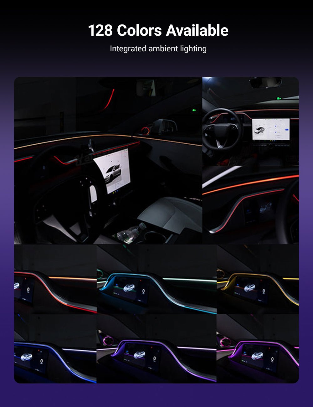 TESERY 8.9'' Integrated Dashboard Display with Ambient Lighting for Model 3 Highland / Model Y Juniper