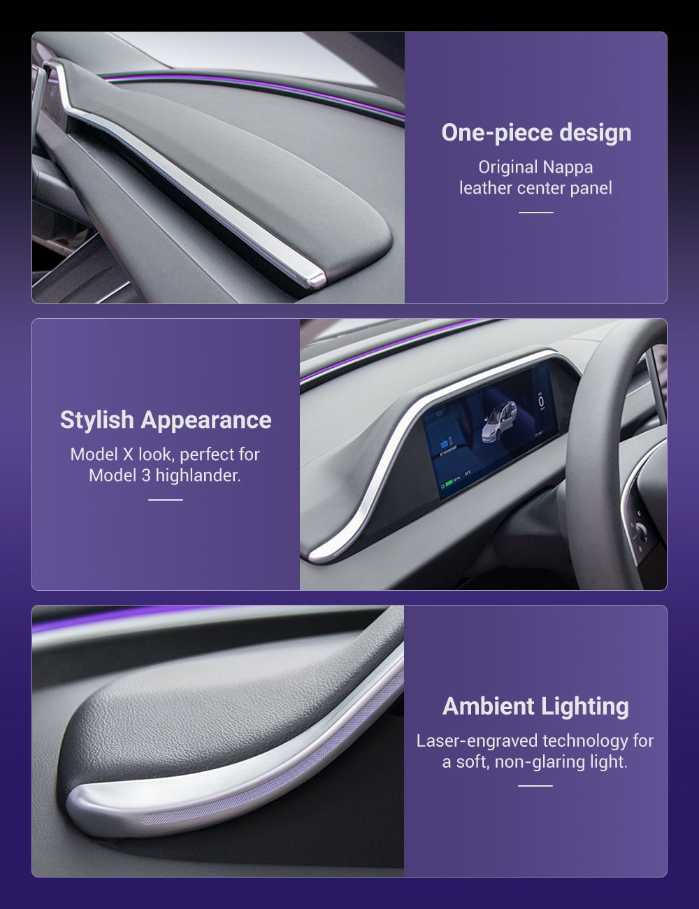 TESERY 8.9'' Integrated Dashboard Display with Ambient Lighting for Model 3 Highland / Model Y Juniper