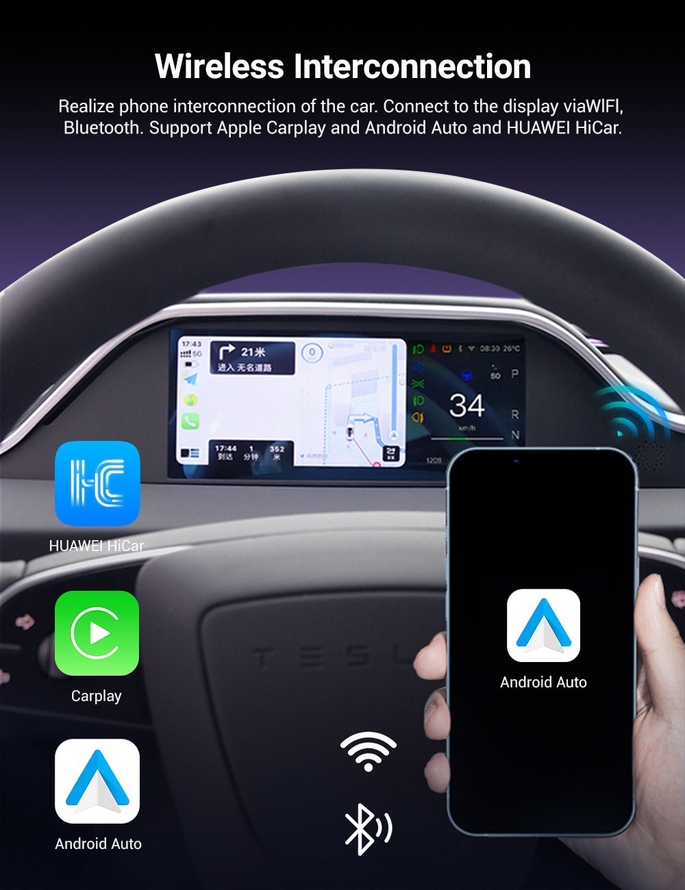 TESERY 8.9'' Integrated Dashboard Display with Ambient Lighting for Model 3 Highland / Model Y Juniper