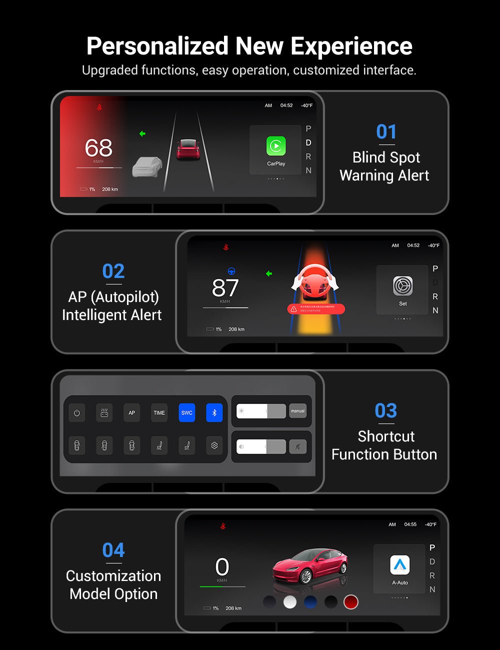 TESERY 8.9'' Integrated Dashboard Display with Ambient Lighting for Model 3 Highland / Model Y Juniper