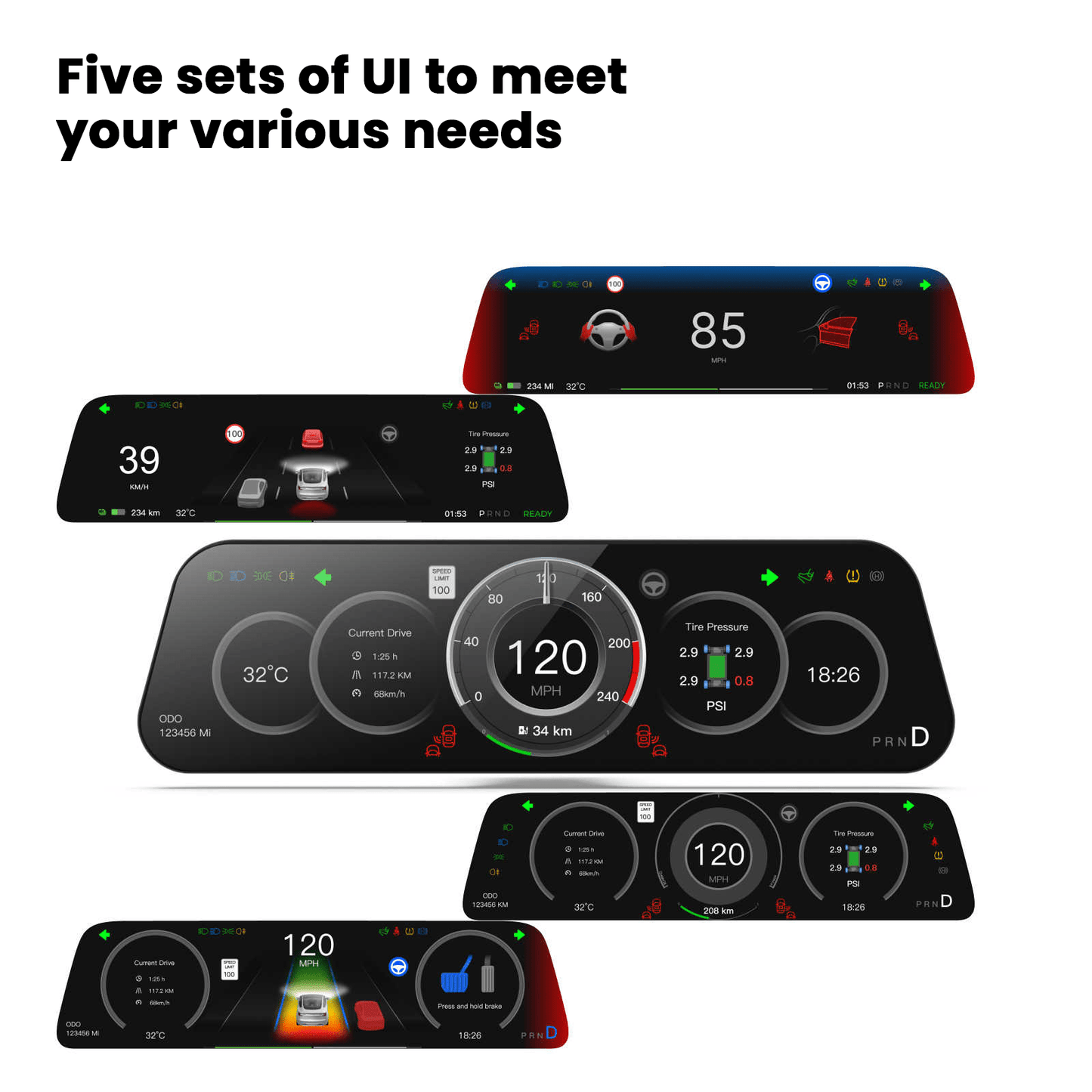 TESERY 9.6 Inch Instrument Cluster Dashboard Display for Tesla Model 3 / Y