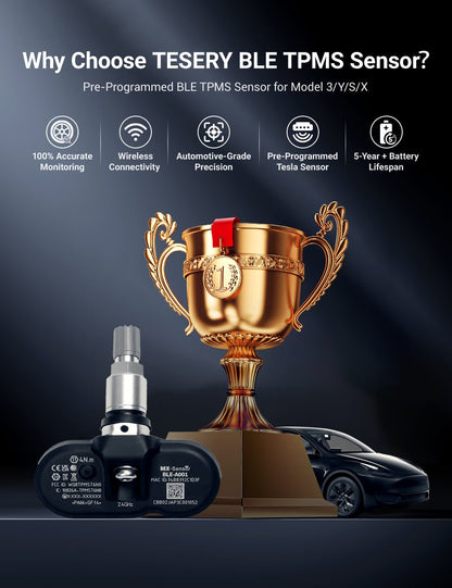 TESERY BLE Bluetooth Tire Pressure Monitoring Sensor(TPMS) for Model 3/Y/S/X