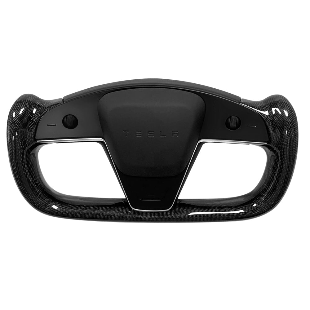 TESERY Carbon Fiber Yoke Plaid Steering Wheel Upgrade for Tesla Model S / X 2021-2025