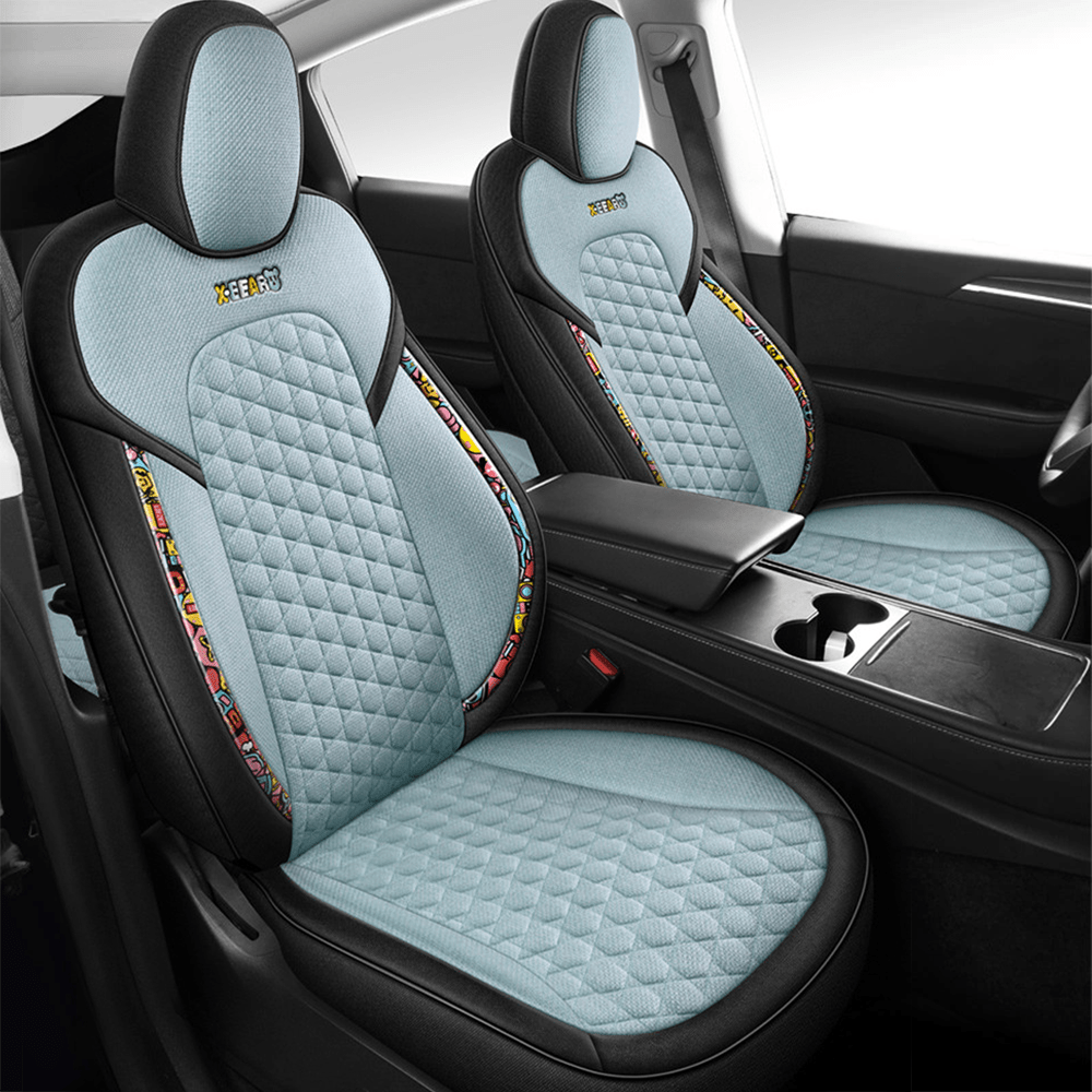 TESERY Cotton-Linen Seat Covers for Tesla Model 3