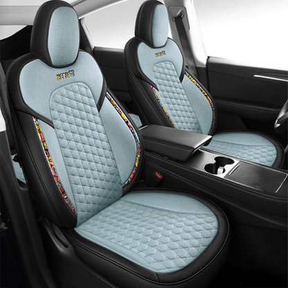TESERY Cotton-Linen Seat Covers for Tesla Model 3
