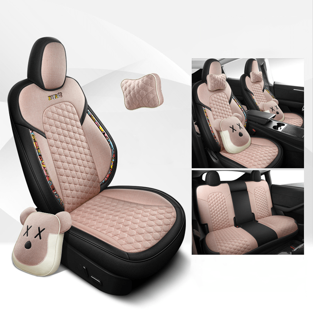 TESERY Cotton-Linen Seat Covers for Tesla Model 3