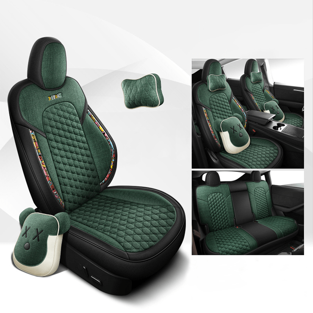 TESERY Cotton-Linen Seat Covers for Tesla Model 3