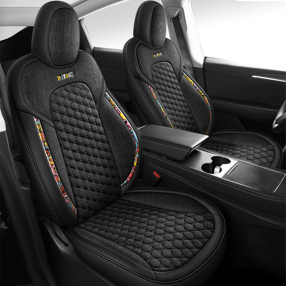 TESERY Cotton-Linen Seat Covers for Tesla Model 3