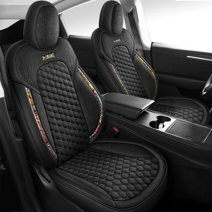 TESERY Cotton-Linen Seat Covers for Tesla Model 3