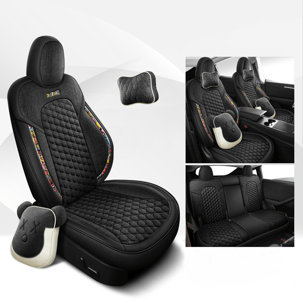 TESERY Cotton-Linen Seat Covers for Tesla Model 3