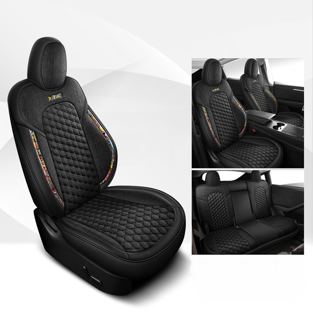 TESERY Cotton-Linen Seat Covers for Tesla Model 3