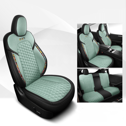 TESERY Cotton-Linen Seat Covers for Tesla Model 3