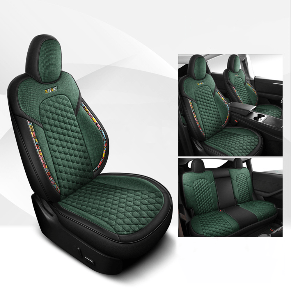 TESERY Cotton-Linen Seat Covers for Tesla Model 3
