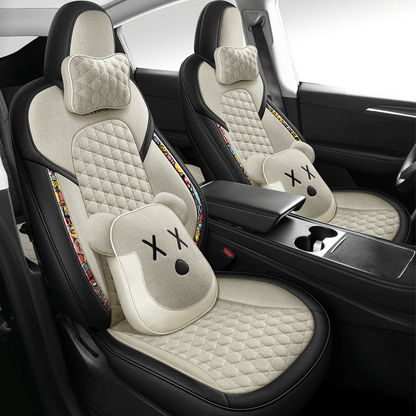 TESERY Cotton-Linen Seat Covers for Tesla Model 3
