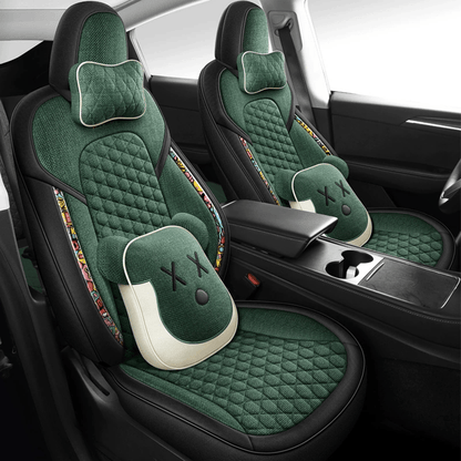 TESERY Cotton-Linen Seat Covers for Tesla Model 3