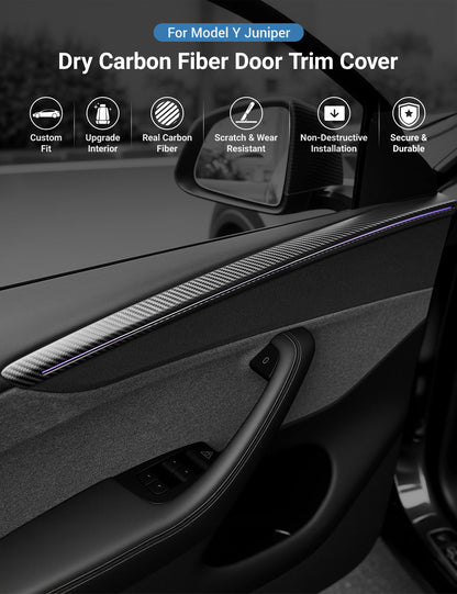 TESERY Dry Carbon Fiber Door Trim Cover for Tesla Model Y Juniper