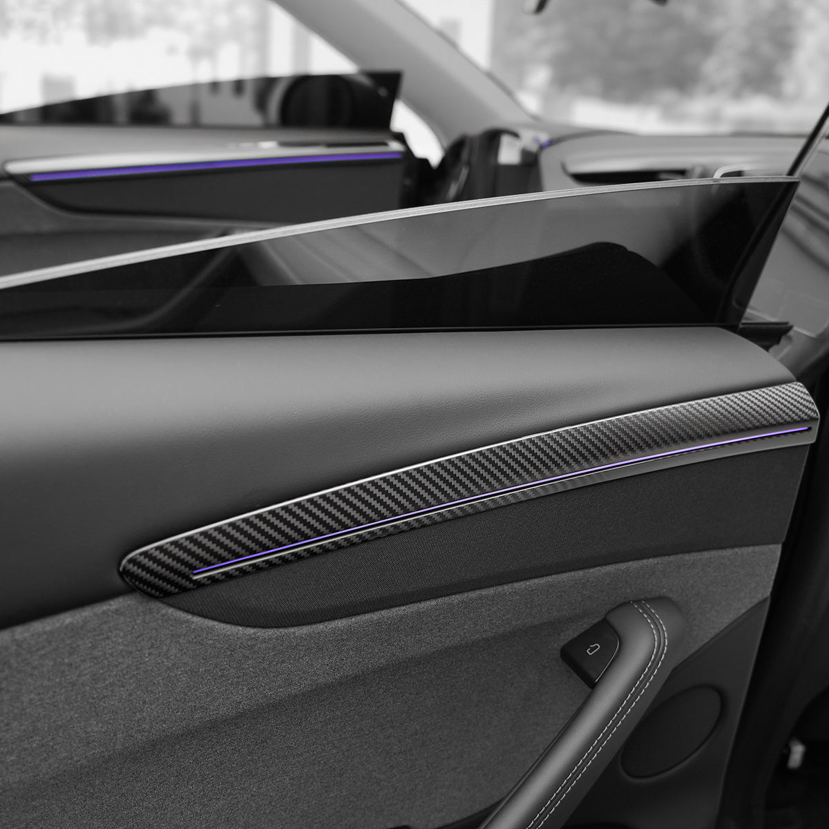 TESERY Dry Carbon Fiber Door Trim Cover for Tesla Model Y Juniper