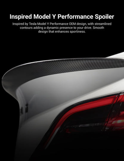 TESERY Spoiler Performance Style for Model Y / Model 3 Highland - Dry Carbon Fiber Exterior Mods