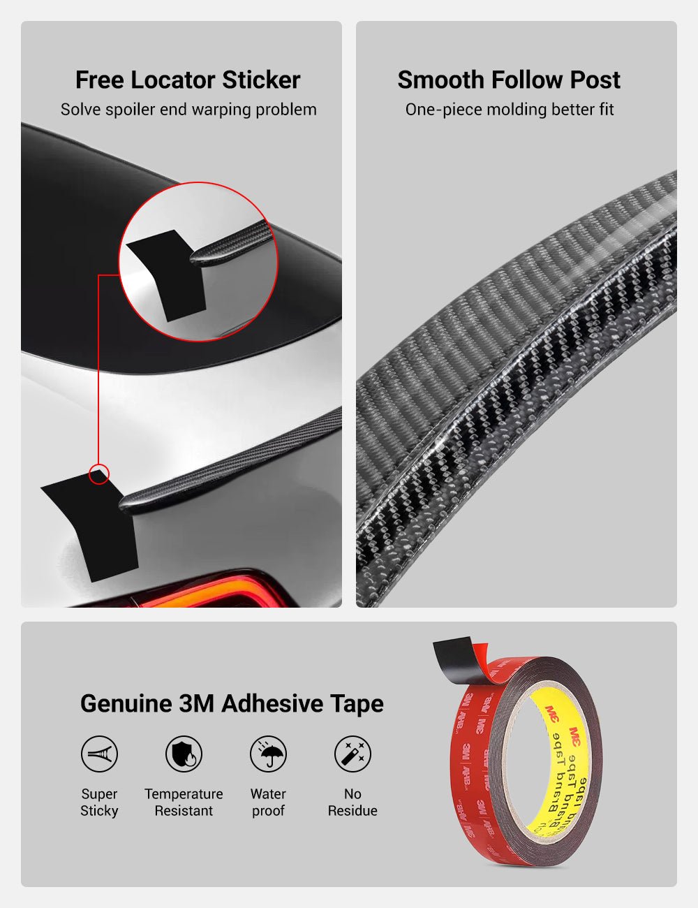 TESERY Spoiler Performance Style for Model Y / Model 3 Highland - Dry Carbon Fiber Exterior Mods