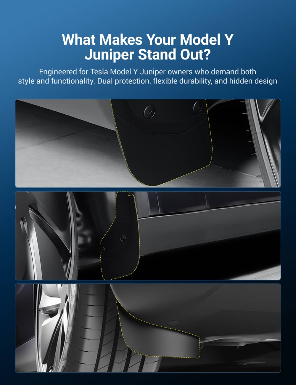 TESERY Hidden Mud Flaps Mud Guard for Model Y Juniper