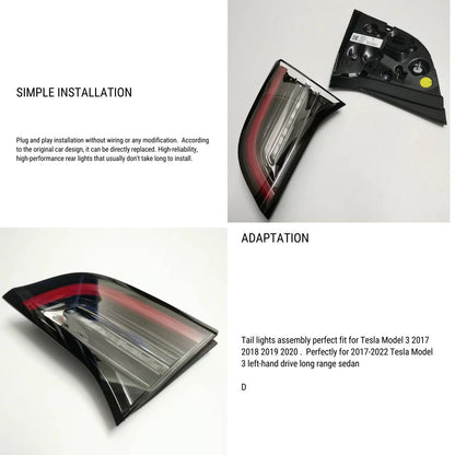 4 PIN Turn Brake Lamp & Inner Tail Light Replacement for Model 3/Y (21-24)