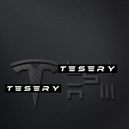 TESERY Logo Cover Front Badge Rear Letters Emblem for Tesla Model 3 / Y - Real Carbon Fiber Exterior