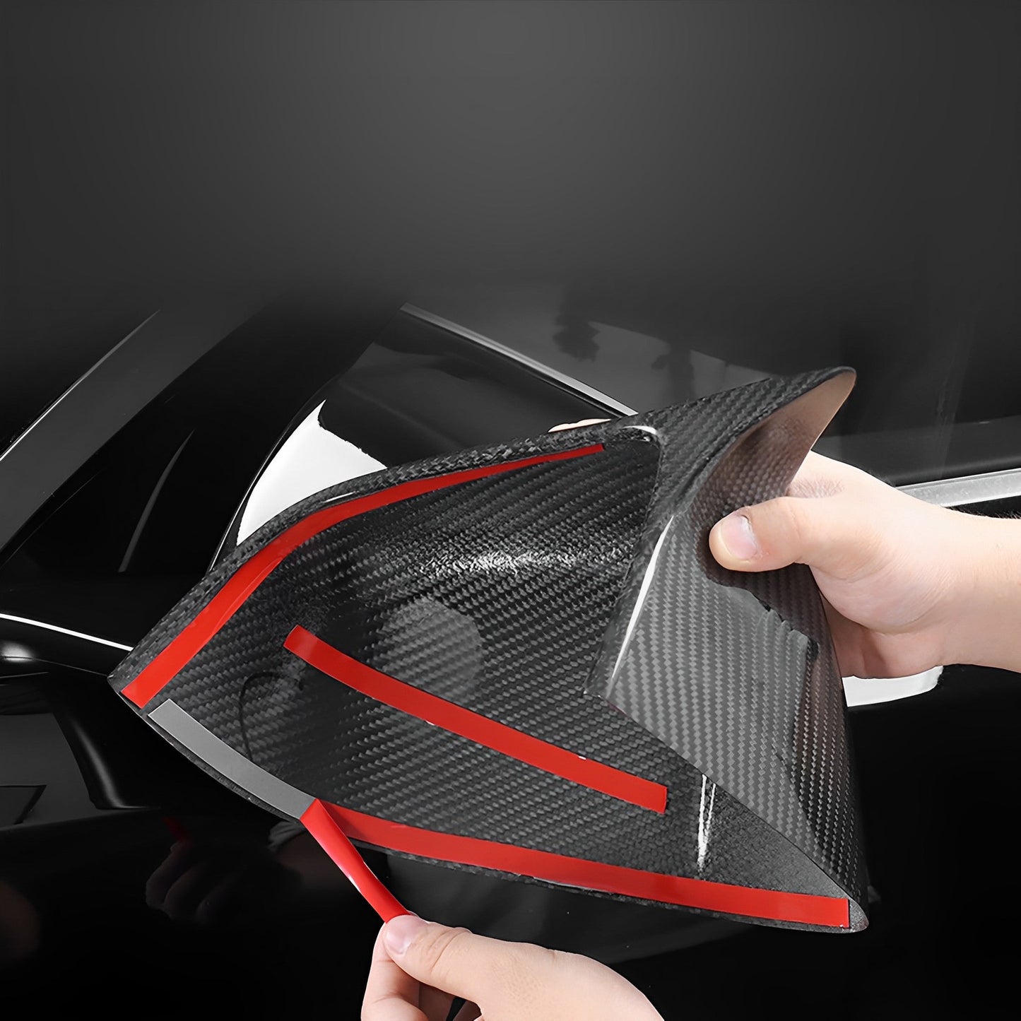 TESERY Mirror Caps for Model S / X ( Sporty Style ) - Dry Carbon Fiber Exterior Mods