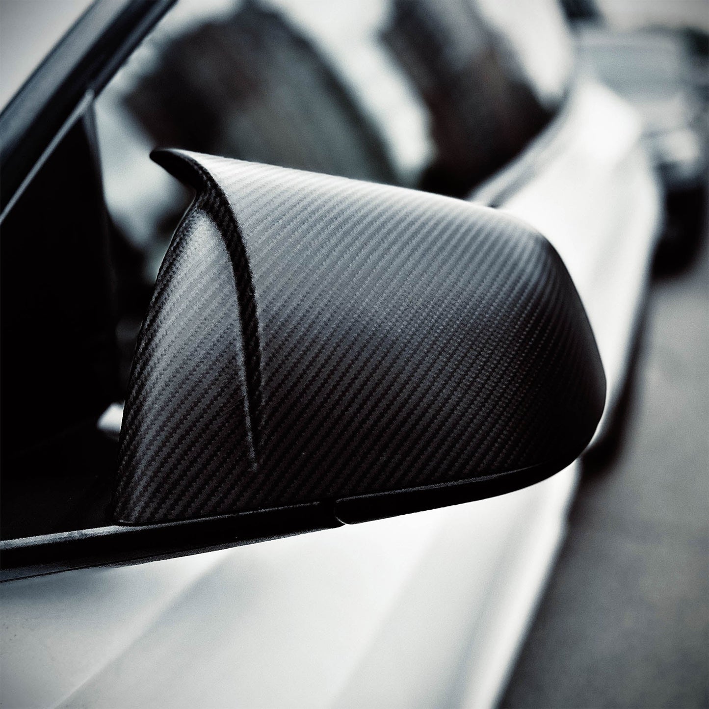 TESERY Mirror Caps for Model S / X ( Sporty Style ) - Dry Carbon Fiber Exterior Mods