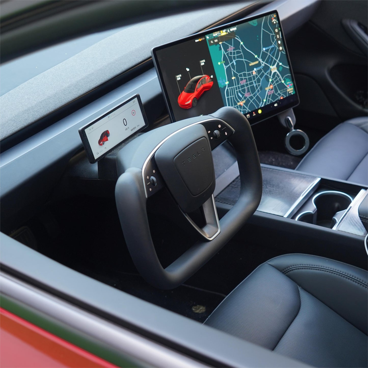 TESERY Model 3 Highland / Model Y Juniper Yoke Plaid Steering Wheel