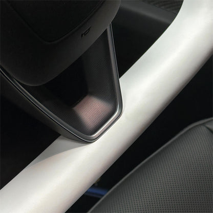 TESERY Model 3 Highland & Model Y Juniper Yoke Plaid Steering Wheel 【White Leather】