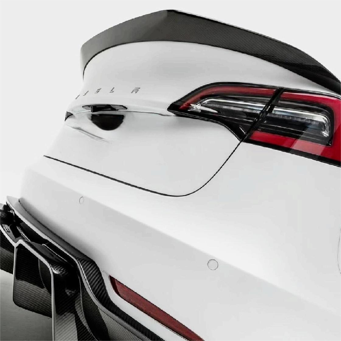 TESERY Model Y / 3 Spoiler V-Style - Carbon Fiber Exterior Mods