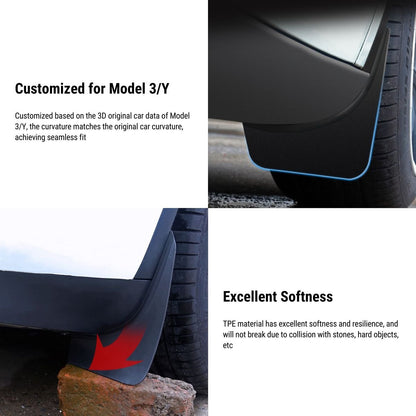 TESERY Upgraded OEM Mud Flaps Kit for Model 3/Y (4 PCS)