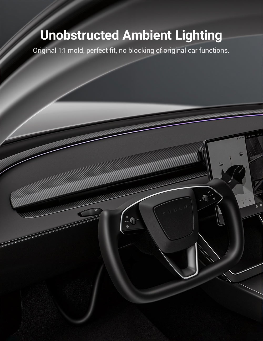 TESERY Real Dry Carbon Fiber Dashboard Cover Overlay for Model 3 Highland / Model Y Juniper