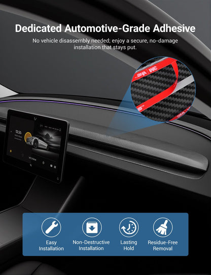 TESERY Real Dry Carbon Fiber Dashboard Cover Overlay for Model 3 Highland / Model Y Juniper