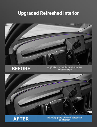 TESERY Real Dry Carbon Fiber Dashboard Cover Overlay for Model 3 Highland / Model Y Juniper