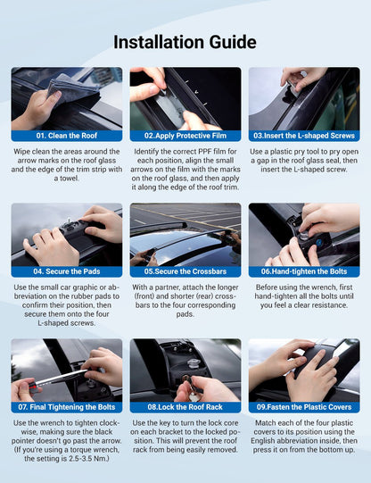 TESERY Roof Rack for Tesla Model 3 Highland / Model Y (Set of 2)