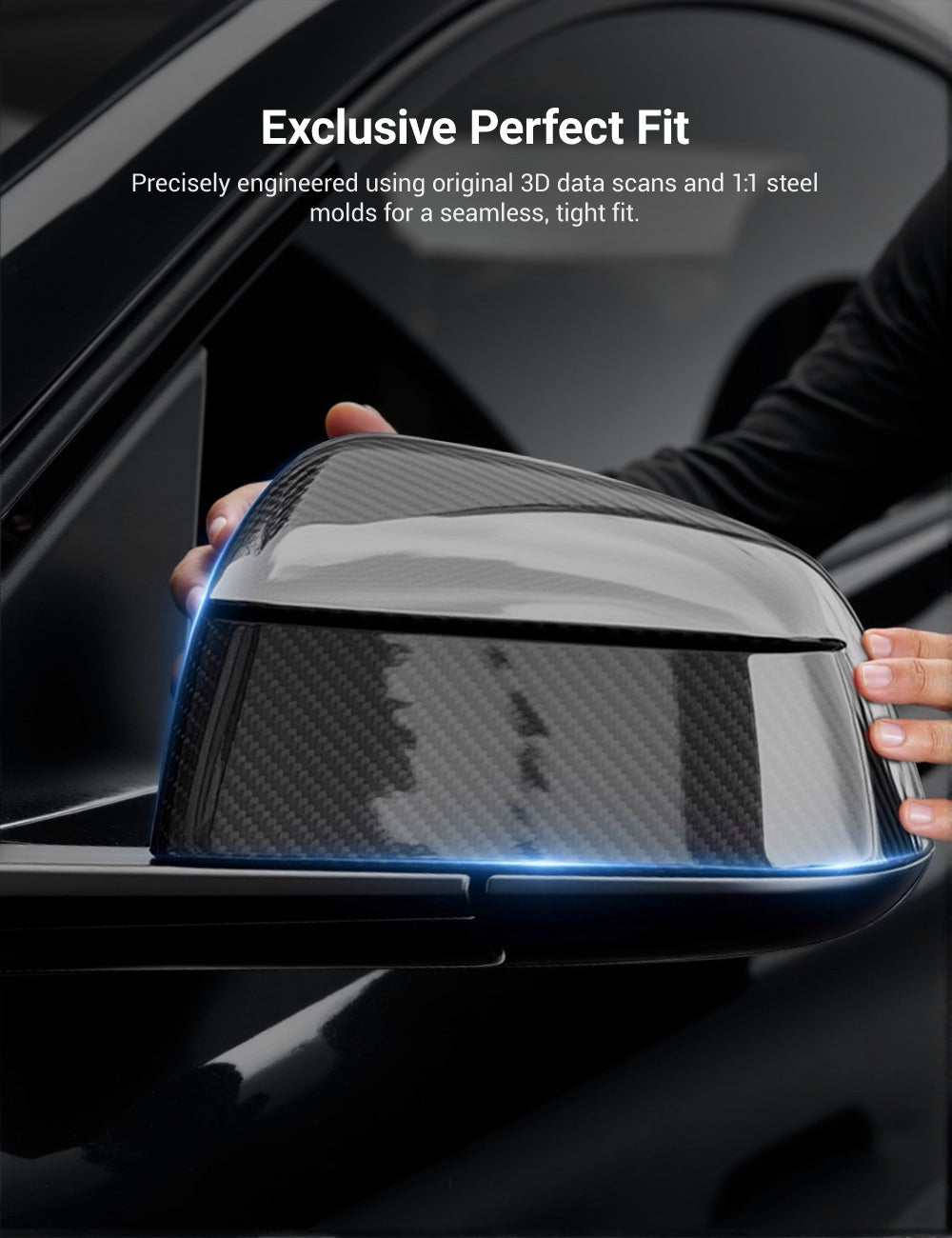TESERY Side Mirror Cover for Tesla Model Y Juniper ( OEM Style ) - Dry Carbon Fiber Exterior Mods