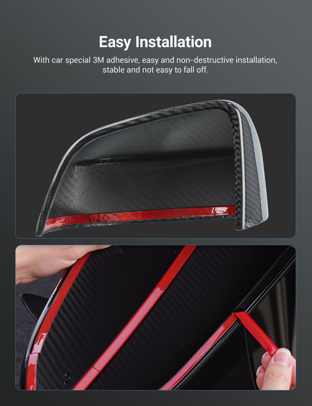 TESERY Side Mirror Cover for Tesla Model Y Juniper ( OEM Style ) - Dry Carbon Fiber Exterior Mods