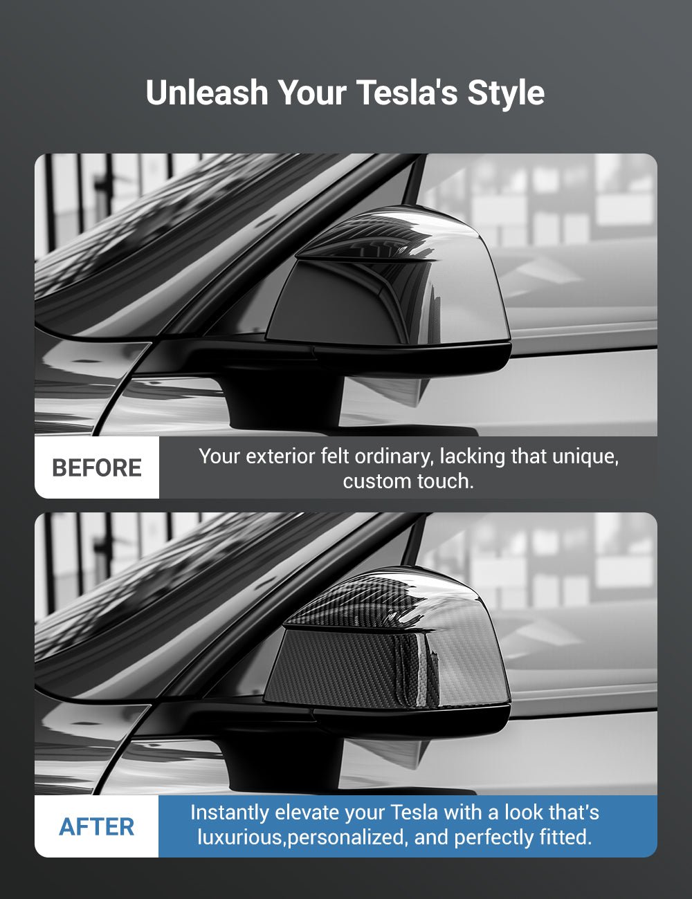 TESERY Side Mirror Cover for Tesla Model Y Juniper ( OEM Style ) - Dry Carbon Fiber Exterior Mods