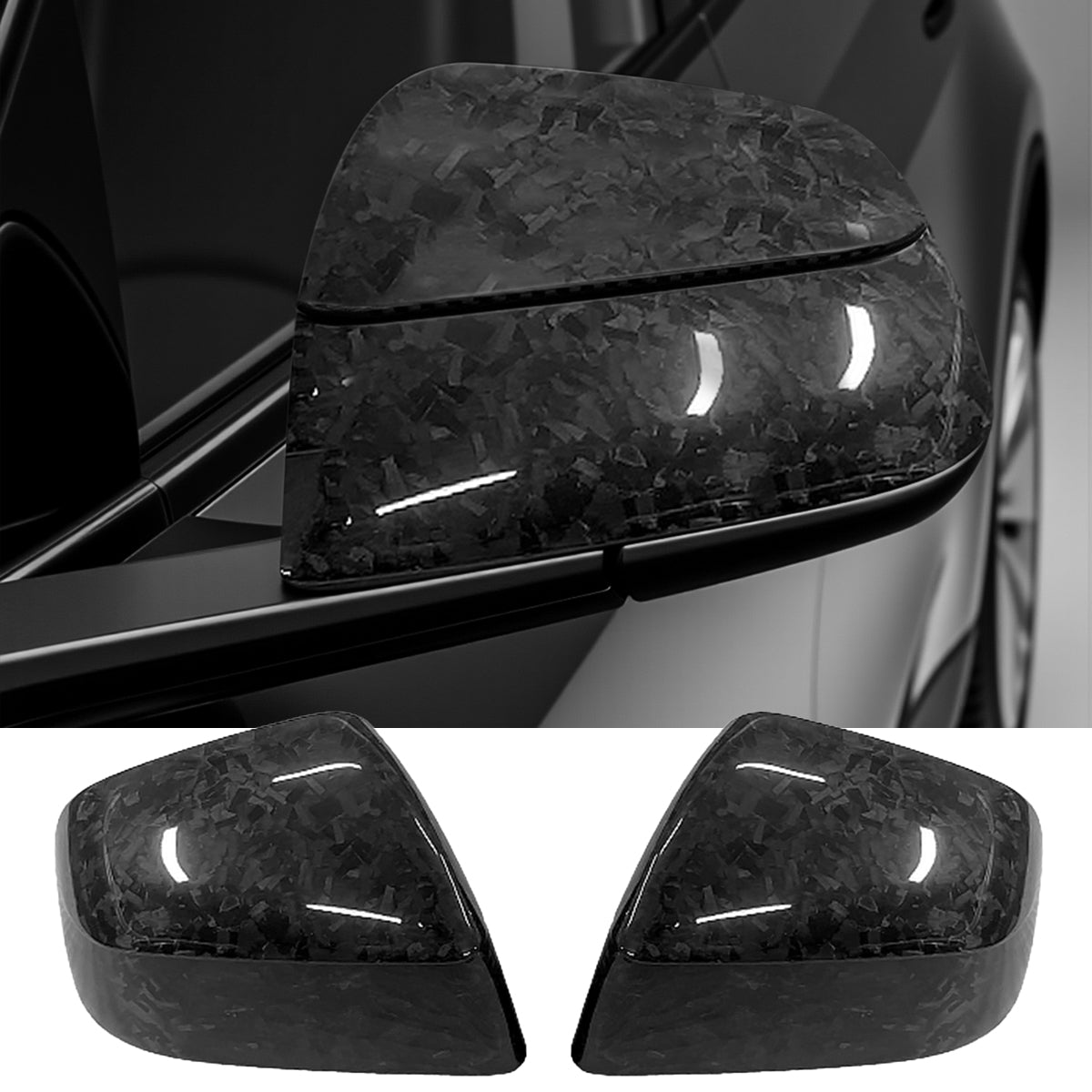 TESERY Side Mirror Cover for Tesla Model Y Juniper ( OEM Style ) - Dry Carbon Fiber Exterior Mods