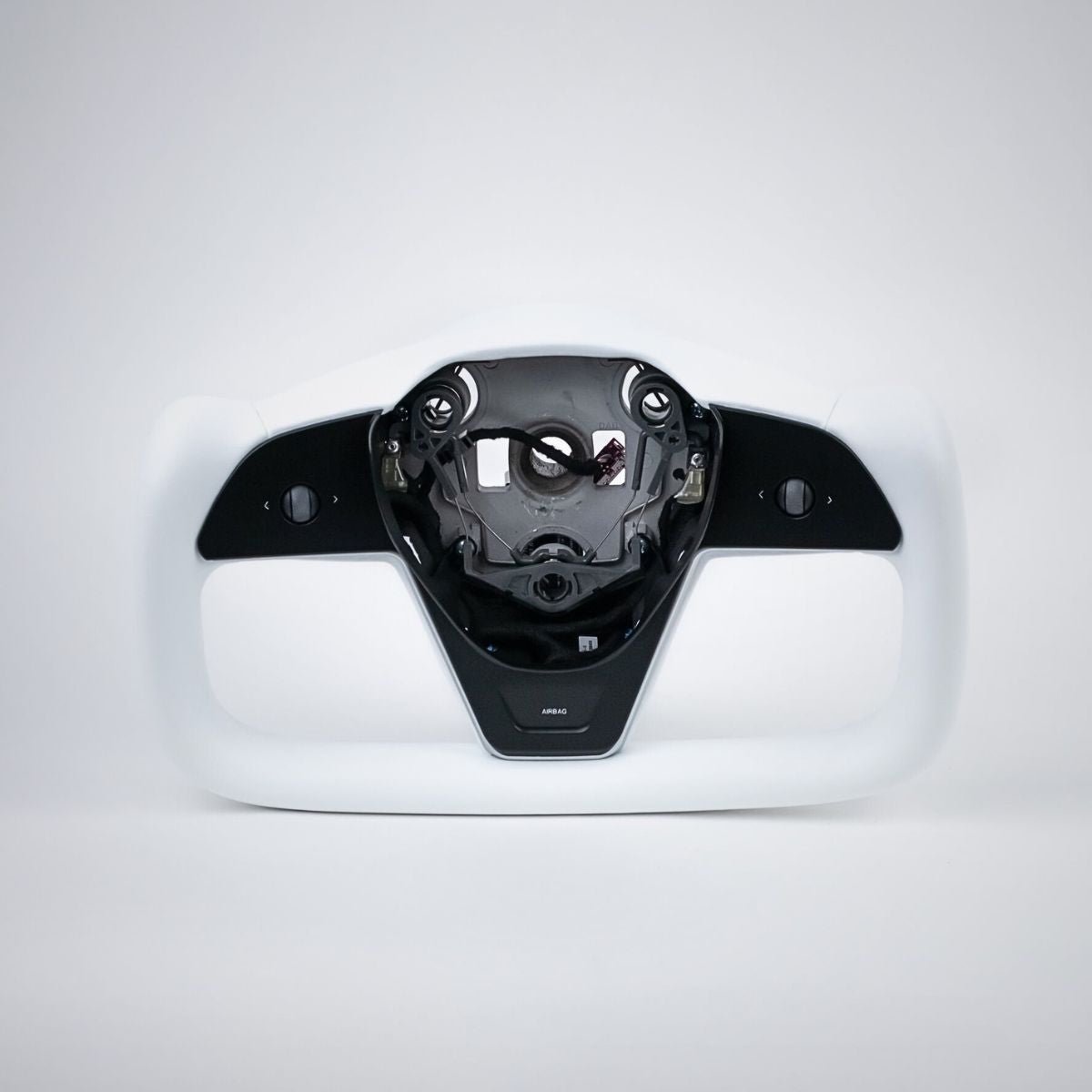TESERY Yoke Plaid Steering Wheel for Tesla Model 3 / Y【White Leather】