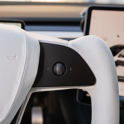 TESERY Yoke Plaid Steering Wheel for Tesla Model 3 / Y【White Leather】